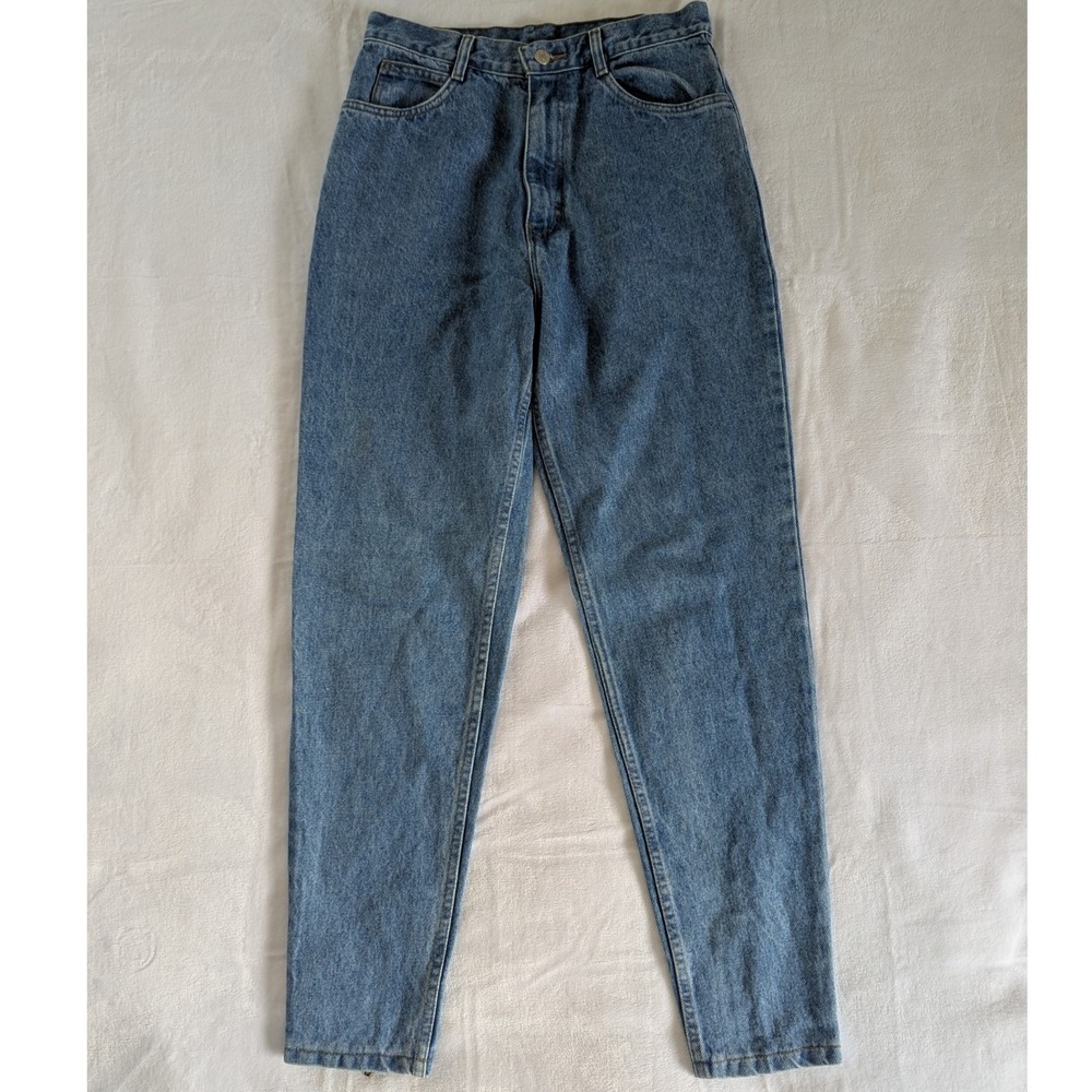 VTG Jordache Jeans Women's 11/12‎ Blue Denim Zipper Ankle High Rise Tapered Leg